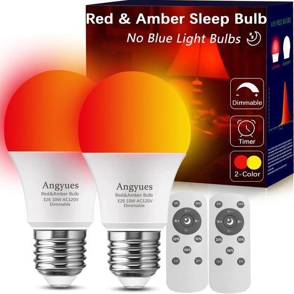 Red and Amber Sleep Bulb with Remote Control Choose 660nm Red Light