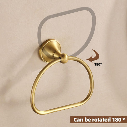 WOLIBEER Brass Towel Ring, Antique Hand Towel Holder Hanger, Round Bathroom Wall Mounted Accessories