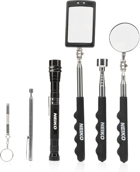 NEIKO 20736A 6 Piece Set, Magnetic Tool & Telescoping Mirror Set, Adjustable Pickup Tool for Mechanic