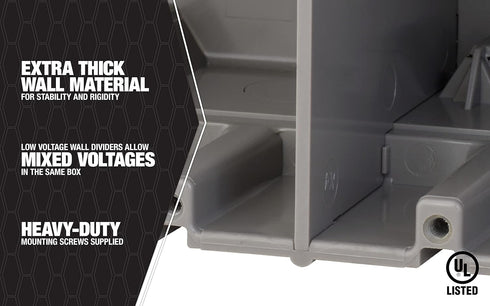 Southwire MSBMMT6G 6-Gang Multi-Mount Electrical Box, Heavy Duty with Adjustable Depth, Gray, 42lb Screws Included