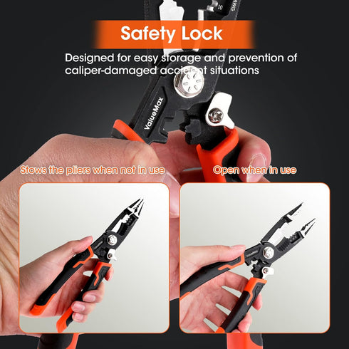 ValueMax 6-in-1 Wire Stripper: 8.5" Multifunctional Professional Crimping Tool for Electric Cable