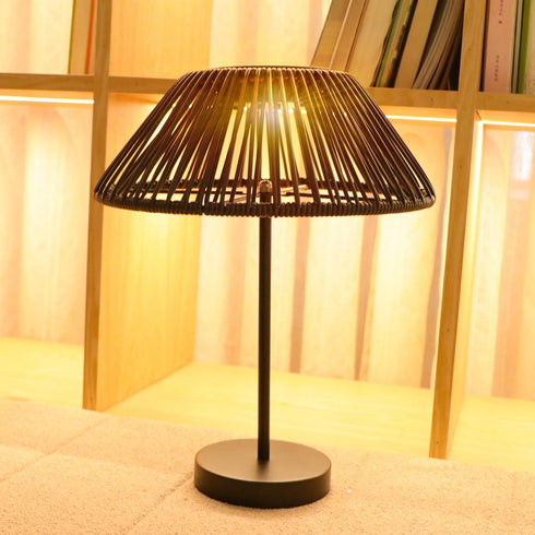 Solar Table Lamp Outdoor Solar Table Lamps Rattan Waterproof LED Lights Outdoor Lamps for Patio Garden Yard Bedroom