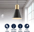 6" 1-Light Bulb JYL6131A JONATHAN Y Black/Brass Gold Apollo Mid-Century Modern Iron LED Pendant, Black Metal Shade