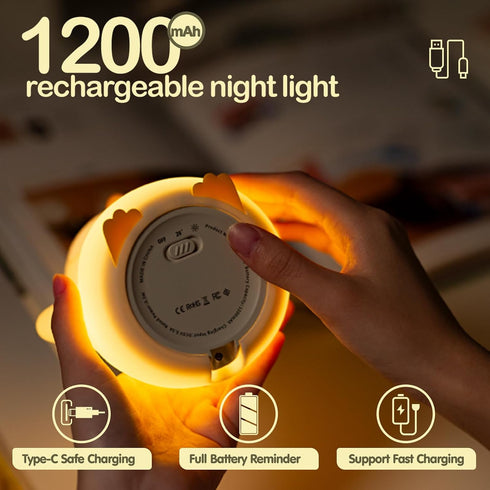 2 Dimmable, ATSUI Penguin Night Light, LED Squishy Novelty Animal Night Lamp, Food Grade Silicone, Level Nursery