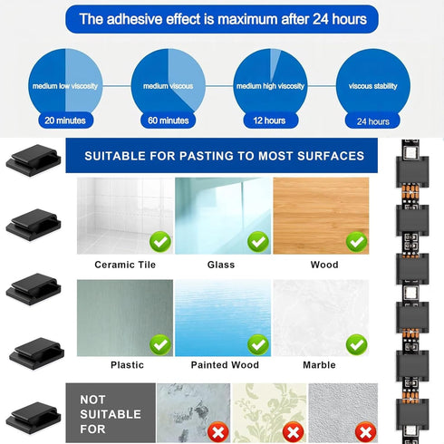SZFUDIGO 50Pcs, 10mm Adhesive led Strip Lights Tape Clips Black Suitable for Wide LED Lights