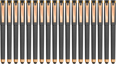 Linbsunne Black Gel Pens, 0.7mm Medium Point, 2-in-1 Stylus for Touch Screens, 18 Pack Grey Gel Ink Rollerball