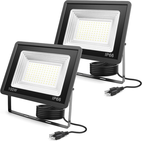ycponggon 2 Pack LED Flood Lights 100W, 11000lm Bright Led Work Light,6500k Daylight