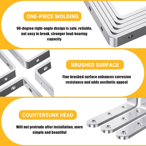 WENQUIT 25Pcs 4x 4 3MM 90 4inch Stainless Steel Angle Brackets, Heavy Duty Corner Brackets, Metal Corner Braces
