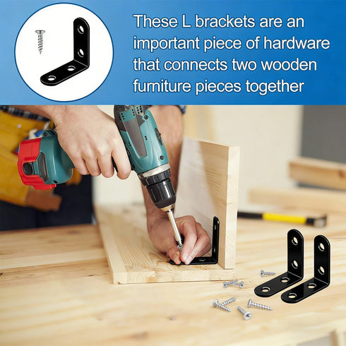 XVTHOAKU 20PCS 1.57x1.57 Inch 80 Stainless Steel L Right Angle Support Brackets Includes Screws Heavy Duty Corner