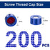 200PCS 2ml HPLC Autosampler Vial Caps 9mm Blue 9-425 Ribbed Screw Caps with Red PTFE&White Silicone Liner, Pre-Slit