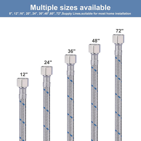 ARCORA 30-Inch Faucet Hose - Connects Kitchen Bathroom Sink to Water Supply, 3/8" x 3/8" Female Compression