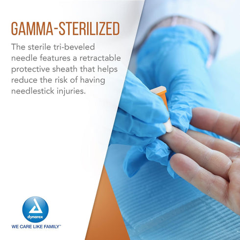 Dynarex 7134 Advantage Pressure Activated Safety Lancet, Sterile, Pack of 100