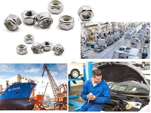 10Pcs M8 x 1.25mm Nylon Insert Hex Lock Nuts, 316 Stainless Steel for Machinery Shipbuilding, Silver Tone