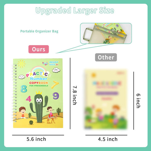 PracticeJQDEN (30 Premium Grooved Handwriting Practice Kit for Kids, Children's Magic Practice Copybook for Writing