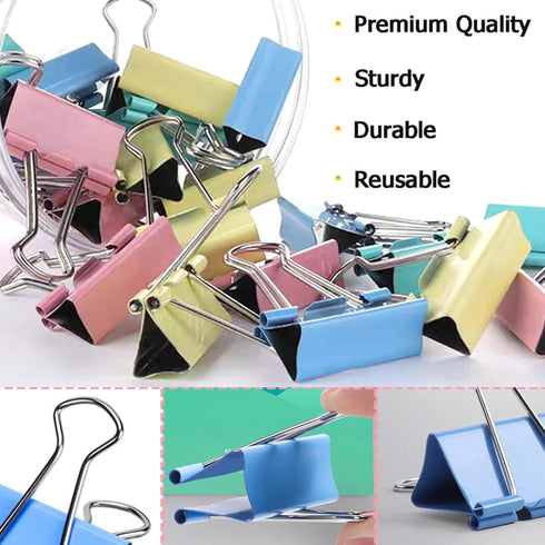 Extra Large Binder Clips, 2 Inch (48 Pack), Colored Big Paper Clamps with Box for Office and Home