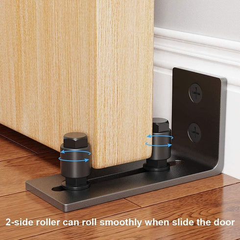 ZEKOO Barn Door Floor Guide - Flush Design Bottom Flat Floor Guide, Adjustable Wall Mount Stay Roller Black Barn Door