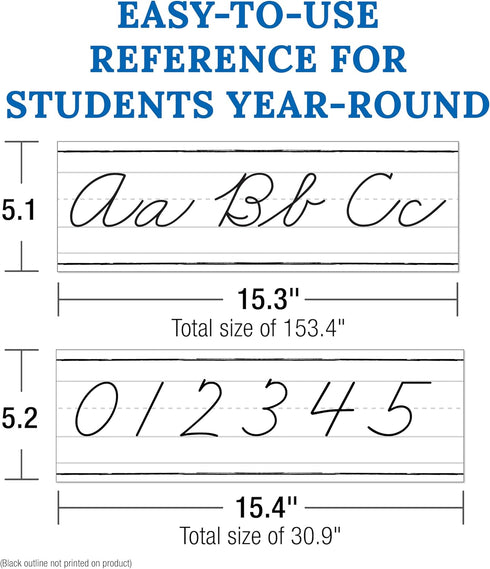 Carson Dellosa 39-Piece Farmhouse Cursive Alphabet and Number Line Bulletin Board Set for Classroom Decor