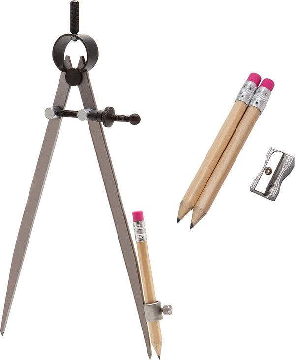 ALLY Tools 8 Inch Precision Locking Spring Divider/Woodworking Compass with Pencil Holder, Includes Two Pencils