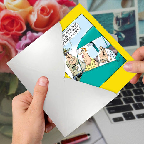 NobleWorks Funny Anniversary Card with Envelope, Cartoon Marriage Humor for Spouse - Nagging Wife C6367ANG