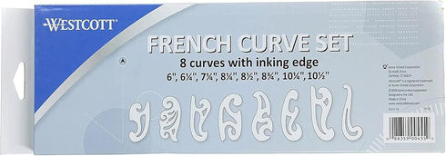 Westcott French Curve Template, Set of 8 (FC-8), Drawing Tool