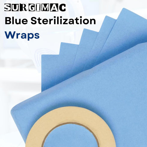(100, 20 20") SurgiMac Blue Sterilization Wrap Tear Proof Fabric Disposable CSR Wrap Single Layer Cellulose EO Gas