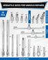 Acxetx 19 Set, 1/4", 3/8" 1/2" Piece Socket Extension and Drive Extension Bar, Universal Joint, Adapters and T-Bar