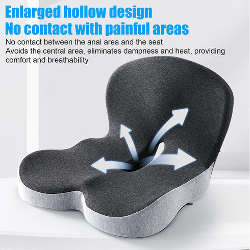 ICZQWURE Orthopedic Cushion for Office Chair & Car - L-Shaped Memory Foam with Lumbar Support, Adjustable Strap