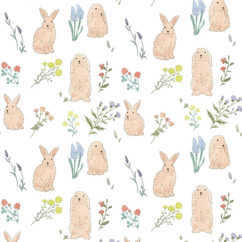 LiveGallery Cartoon Rabbit Wallpaper Lavender Wallpapers Flower Plants Wall Paper Peel and