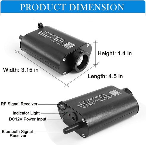 16W 3 ATOKEE Sound Activated Fiber Optic Light Box, Bluetooth App/RF Remote Control for Starlight Headliner, Car Plug
