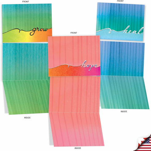 The Best Card Company - 10 Colorful Blank Note Cards with Envelopes, All Occasion Boxed Stationery, 4 x 5.12 Inch.