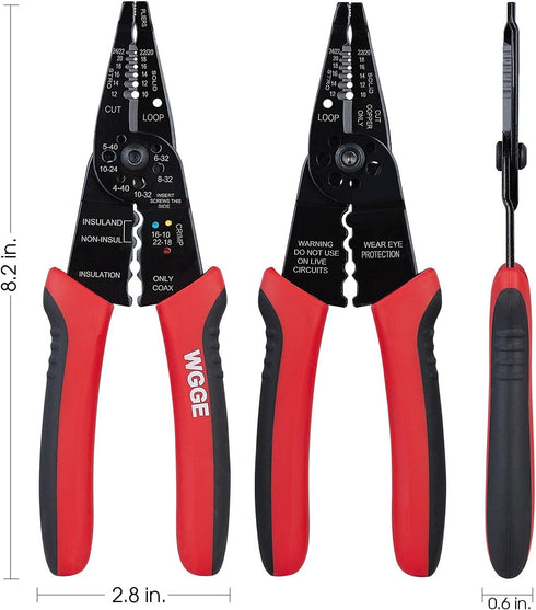 WG-015 8-inch WGGE Professional Wire Stripper/Crimping Tool, Cable Cutter/Crimper, Wiring and Multi-Function Hand Tool