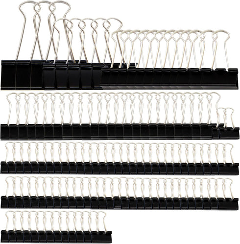 DSTELIN Binder Clips Paper Clamps Assorted Sizes 120 Count (Black), Large, Medium, Small, X Small and Micro, 5 Sizes in One Pack, Meet Your Different Using Needs. by DSTELIN