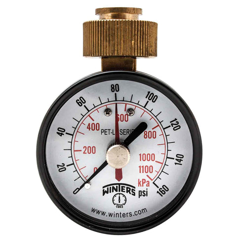 Winters PETM213LF PETM-LF Series Pressure Gauge, 2.5" Dial Size, 0/160 psi/kPa, ±3-2-3% Accuracy