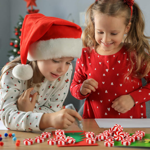 Zhanmai 100 Pcs Candy Erasers, Christmas Large Erasers for School Kids, White and Red Candy Shape