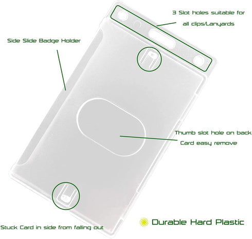 Fallen One 2 Pack Hard Plastic ID Card Badge Holder, Vertical with Thumb Slots