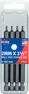 Mayhew Tools 19525-4 USA Metric Ball Hex Power Bit, 4-Pack, 2mm x 3.5"