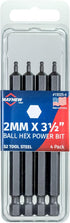 Mayhew Tools 19525-4 USA Metric Ball Hex Power Bit, 4-Pack, 2mm x 3.5"