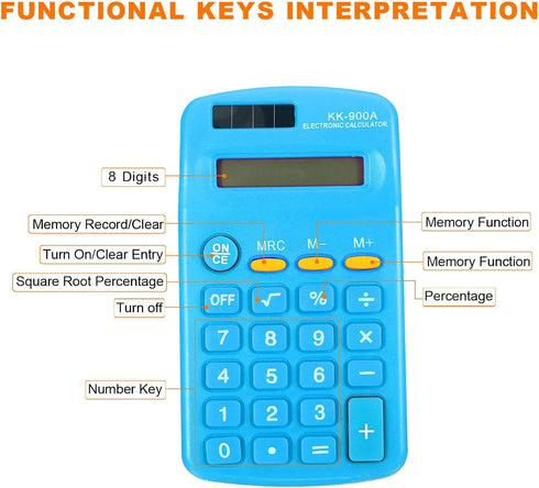 PATIKIL Basic Calculator, 2 Pack 8 Digit LCD Display Small Desktop Calculator for Home Office, Battery Powered (Blue).
