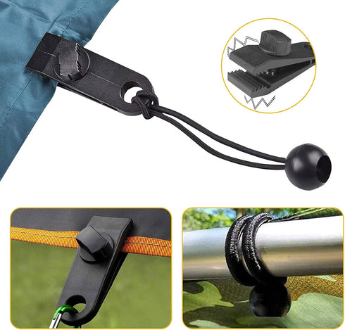 24 Pcs Tarp Clips and Ball Bungee Cords, Heavy Duty Lock Grip Fasteners with 6 Inch Bungee Ball Cords for Outdoor