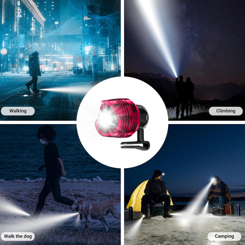 LED Croc Lights for Shoes - 4pcs Waterproof Accessories for Adults and Kids, Hiking, Walking Dog, Camping Gear Red
