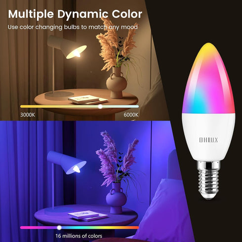 E12 Bulb, Bulbs 4W 40 Bulbs 16 2.4GHz 2 Pack OHLUX Led Smart Candelabra Led Light Watt Equivalent Work