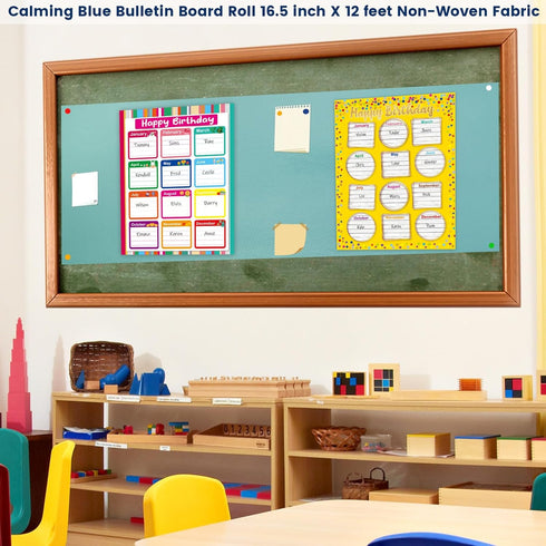 Calming Blue Bulletin Board Roll Non-woven Fabric 16.5 in X 12 ft Fun Size for Classroom Decor Teacher Supplies