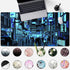 Japanese Gaming Arcade Blue Large Gaming Mouse Pad Keyboard Desk Pad Extended Mouse Pad Gaming Office Decor, Pc Laptop Mouse Pads Large (31.5x15.7 in) with Stitched Eges Non-Slip Base Mousepad XXL by Mechanical Cattle