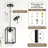 1 Pack Pendant Lights Kitchen Island, Black Pendant Light, Adjustable Corded Pendant Light Fixtures with Glass Shade