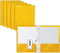 Better Office Products 2 Pocket Glossy Yellow Paper Folders, 25 Pack, Letter Size with 3 Metal Prong Fasteners