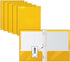 Better Office Products 2 Pocket Glossy Yellow Paper Folders, 25 Pack, Letter Size with 3 Metal Prong Fasteners