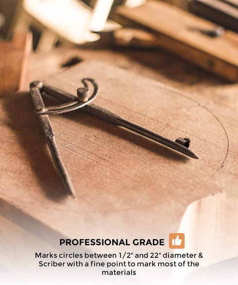 Nicpro 8 Inch Compass for Woodworking with Wing and Pencil Holder, Professional Carpenter Compass for Geometry