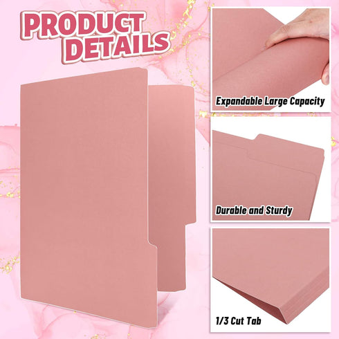 Whaline 24 Pack Dusty Pink File Folders, Letter Size, 4 Colors Gradient Pink with 1/3 Cut Tab
