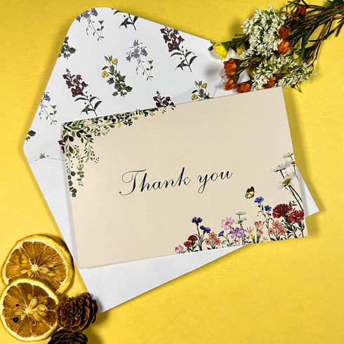 Poatel 4x6 Inch 20 Pack Thank You Cards with envelopes, Vintage Flower Blank Notes, Elegant Floral Design, Thank You