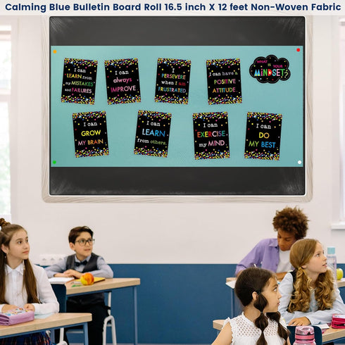 Calming Blue Bulletin Board Roll Non-woven Fabric 16.5 in X 12 ft Fun Size for Classroom Decor Teacher Supplies